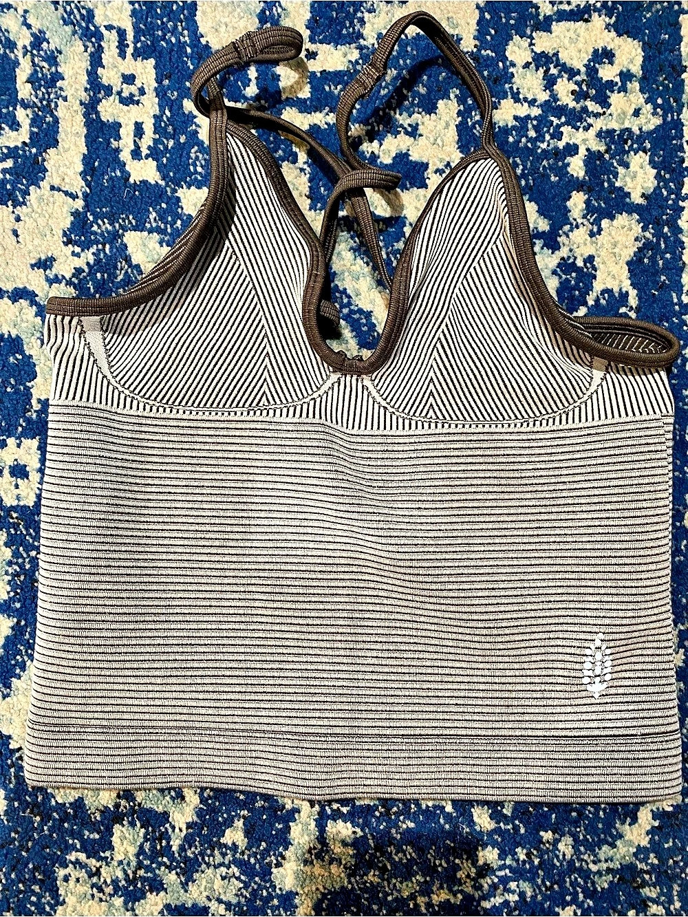 Free People Movement Brown and White Striped Sports Bra